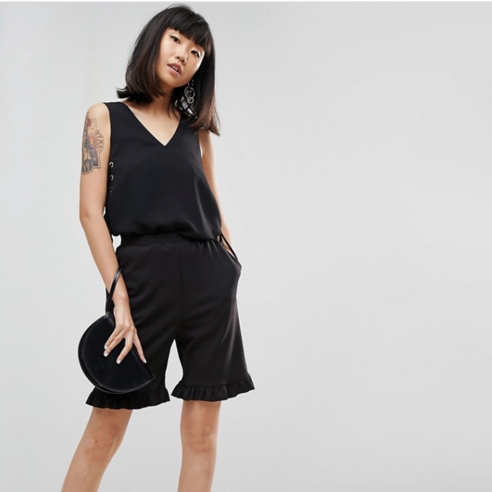 💫SOLD💫ASOS Black Longline Ruffle Hem Shorts
